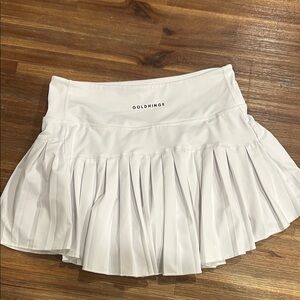 Goldhinge White Pleated Mini Skirt